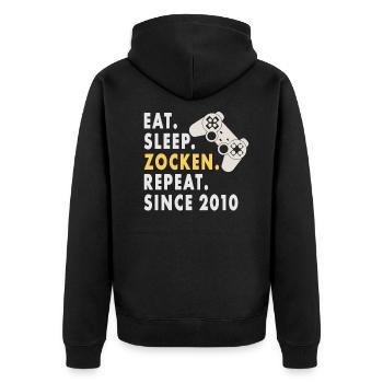 Eat Sleep gambling Since 2010 design for gamers - Unisex Premium Bio Zip Hoodie - Schwarz - Hinten - Nico (187cm)