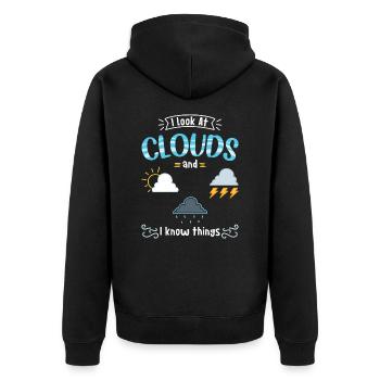 Météorologiste I Look At Clouds And I Know Things - Veste à capuche bio Premium Unisexe - noir - Dos - Nico (187cm)