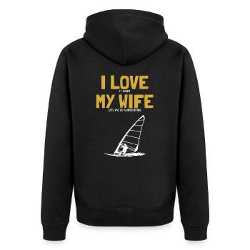 I love my Wife Windsurfing Sailboarding Surfer - Unisex Premium Organic Zip Hoodie - black - Back - Nico (187cm)