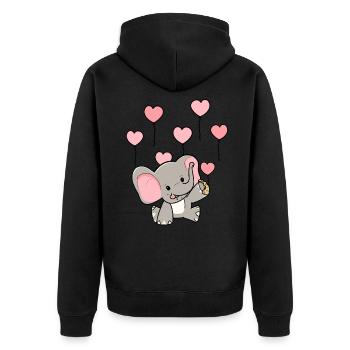 Cœurs Ballons Faune Éléphant Bébé Naissance - Veste à capuche bio Premium Unisexe - noir - Dos - Nico (187cm)