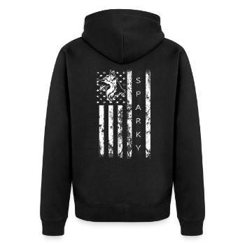 German Shepard American flag graphic - Unisex Premium Bio Zip Hoodie - Schwarz - Hinten - Nico (187cm)