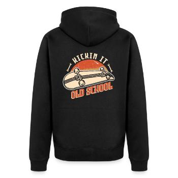 Skateboarding Kickin It Old School Vintage - Unisex Premium Organic Zip Hoodie - black - Back - Nico (187cm)