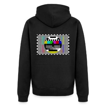80er Jahre print - Unisex Premium Bio Zip Hoodie - Schwarz - Hinten - Nico (187cm)