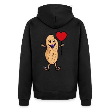 Bébé Peanut Ballon Coeur Enfants Naissance Hourra - Veste à capuche bio Premium Unisexe - noir - Dos - Nico (187cm)