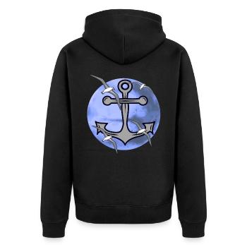 Albatrosses Seagulls Anchor Seafaring Maritim Seagull - Unisex Premium Organic Zip Hoodie - black - Back - Nico (187cm)