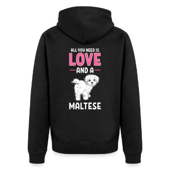 Maltese Dog All You Need Is Love And A Maltese - Unisex Premium Bio Zip Hoodie - Schwarz - Hinten - Nico (187cm)