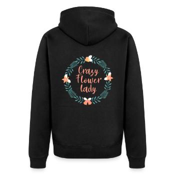 Florist Crazy Flower Lady - Unisex Premium Organic Zip Hoodie - black - Back - Nico (187cm)