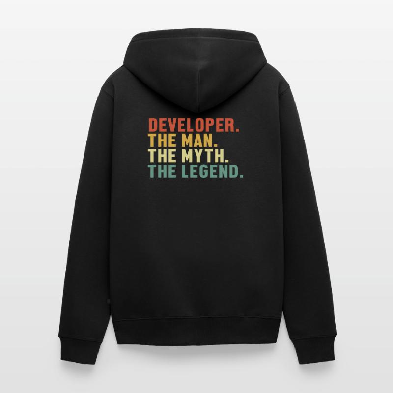 Developer Man Myth Legend Quality Engineer Devops Unisex Premium Organic Zip Hoodie