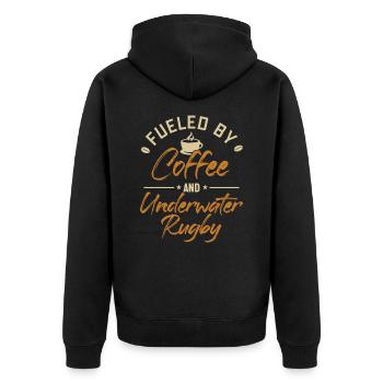 Alimenté Par Le Café Et Le Rugby Sous-Marin Uwr - Veste à capuche bio Premium Unisexe - noir - Dos - Nico (187cm)