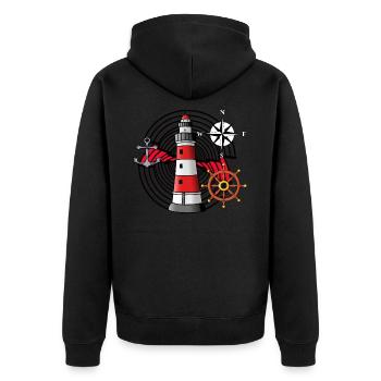 ancre Volant Phare Vent Rose Boussole Nautique - Veste à capuche bio Premium Unisexe - noir - Dos - Nico (187cm)
