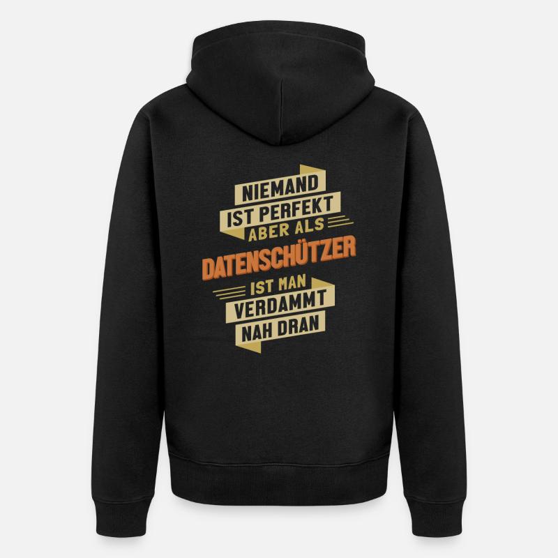 Datenschützer fast Perfekt Datenschützer - Unisex Premium Bio Zip Hoodie - Schwarz