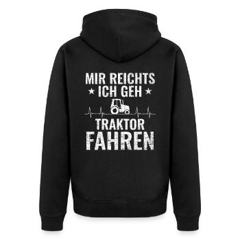 Trecker Mir Reichts Ich Geh Traktor Fahren - Unisex Premium Bio Zip Hoodie - Schwarz - Hinten - Nico (187cm)