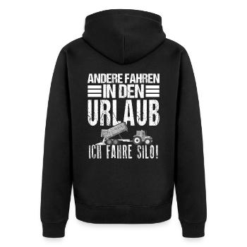 Landwirtschaft Andere fahren in den Urlaub Ich - Unisex Premium Bio Zip Hoodie - Schwarz - Hinten - Nico (187cm)