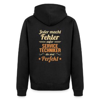 Servicetechniker sind Perfekt Techniker - Unisex Premium Bio Zip Hoodie - Schwarz - Hinten - Nico (187cm)