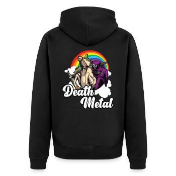 Heavy Metal Death Metal - Unisex Premium Bio Zip Hoodie - Schwarz - Hinten - Nico (187cm)