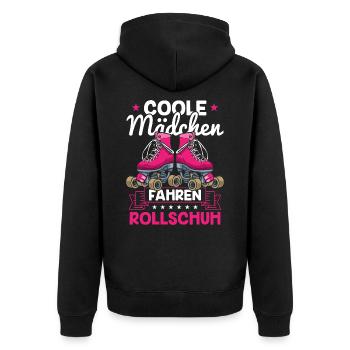 Rollschuhfahren Coole Mädchen fahren Rollschuh - Unisex Premium Bio Zip Hoodie - Schwarz - Hinten - Nico (187cm)