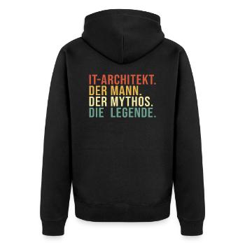 IT-Architekt Mann Mythos Legende IT-Architekt - Unisex Premium Bio Zip Hoodie - Schwarz - Hinten - Nico (187cm)