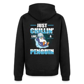 Just Chillin Like A Penguin Funny Chill Antarctica - Unisex Premium Organic Zip Hoodie - black - Back - Nico (187cm)