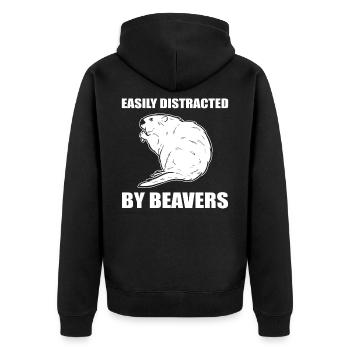 Légèrement distrait par le castor Beaver Nagetet - Veste à capuche bio Premium Unisexe - noir - Dos - Nico (187cm)