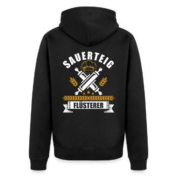 Sauerteig Flüsterer bäckerei beruf - Unisex Premium Bio Zip Hoodie - Schwarz - Hinten - Nico (187cm)