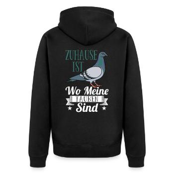 Zuhause ist wo meine Tauben sind taube taubenzucht - Unisex Premium Bio Zip Hoodie - Schwarz - Hinten - Nico (187cm)