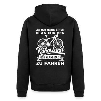 Ja, ich habe einen Plan für den Ruhestand Rad - Unisex Premium Bio Zip Hoodie - Schwarz - Hinten - Nico (187cm)