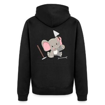 Elefant Handwerker Hausmeister Werkzeug Kinder - Unisex Premium Bio Zip Hoodie - Schwarz - Hinten - Nico (187cm)
