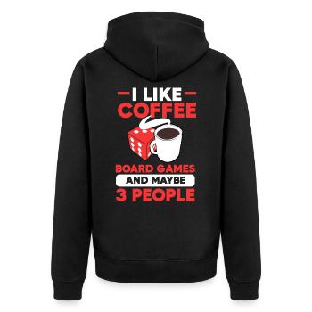 Board Games I Like Coffee Board Games & Maybe 3 - Unisex Premium Organic Zip Hoodie - black - Back - Nico (187cm)