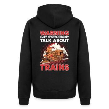 Locomotive Warning I May Spontaneously Talk About - Veste à capuche bio Premium Unisexe - noir - Dos - Nico (187cm)