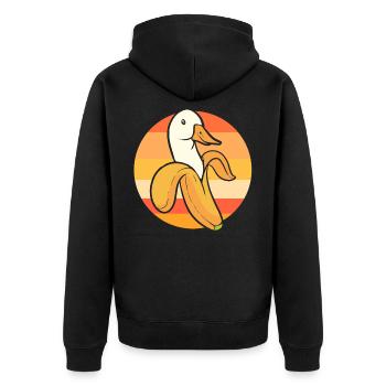 Fruchtige Bananen Bananenente - Unisex Premium Bio Zip Hoodie - Schwarz - Hinten - Nico (187cm)
