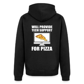 Will Provide Tech Support For Pizza Tech Support - Unisex Premium Bio Zip Hoodie - Schwarz - Hinten - Nico (187cm)