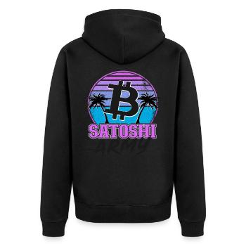 Satoshi Army Retrowave Crypto-monnaies Bitcoin - Veste à capuche bio Premium Unisexe - noir - Dos - Nico (187cm)