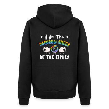 I'm The Rainbow Sheep In The Family LGBTQ - Unisex Premium Organic Zip Hoodie - black - Back - Nico (187cm)