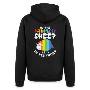 I'm The Rainbow Sheep In The Family LGBTQ - Unisex Premium Organic Zip Hoodie - black - Back - Nico (187cm)