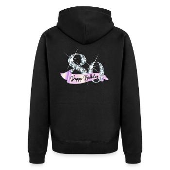 Happy Birthday 80. Geburtstag Geschenk Diamanten - Unisex Premium Bio Zip Hoodie - Schwarz - Hinten - Nico (187cm)