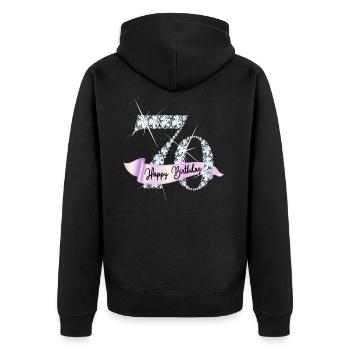 Happy Birthday 70. Geburtstag Geschenk Diamanten - Unisex Premium Bio Zip Hoodie - Schwarz - Hinten - Nico (187cm)