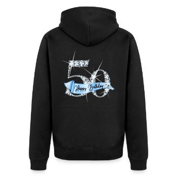 Happy Birthday 50th Birthday Gift Diamond Glamour - Unisex Premium Organic Zip Hoodie - black - Back - Nico (187cm)