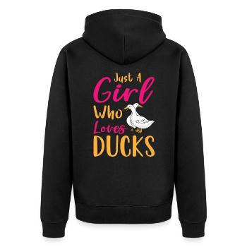 Juste une fille qui aime ducks Ente - Veste à capuche bio Premium Unisexe - noir - Dos - Nico (187cm)