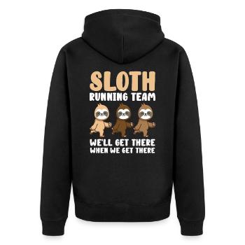 Sloth Running Team We Will Get There When We Get - Unisex Premium Organic Zip Hoodie - black - Back - Nico (187cm)