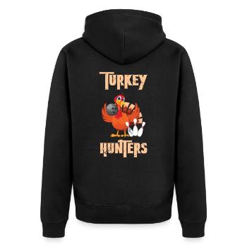 Turkey Hunters Bowler Bowling Thanksgiving - Unisex Premium Bio Zip Hoodie - Schwarz - Hinten - Nico (187cm)
