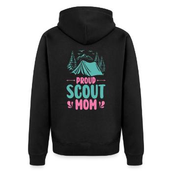 Proud Scout Mom Camping Adventure Outdoor - Unisex Premium Organic Zip Hoodie - black - Back - Nico (187cm)