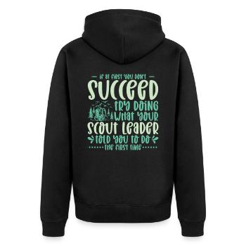 If At First You Don't Succeed Pfadfinder Camping - Unisex Premium Bio Zip Hoodie - Schwarz - Hinten - Nico (187cm)