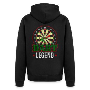 Dart Legend Joueur de fléchettes Bullseye - Veste à capuche bio Premium Unisexe - noir - Dos - Nico (187cm)