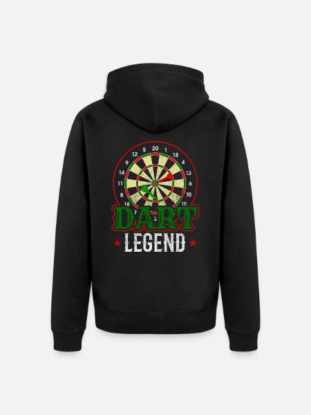 Dart Legend Darts Player Bullseye - Unisex Premium Organic Zip Hoodie - black