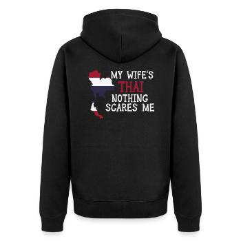 Nothing Scares Me Thailändische Ehefrau Thailand - Unisex Premium Bio Zip Hoodie - Schwarz - Hinten - Nico (187cm)