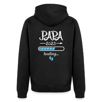Papa 2023 Loading Schwangerschaft Vater Geburt - Unisex Premium Bio Zip Hoodie - Schwarz - Hinten - Nico (187cm)