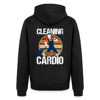 Cleaning Is My Cardio Housekeeping Housekeeper - Unisex Premium Organic Zip Hoodie - black - Back - Nico (187cm)
