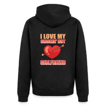 I Love My Smokin Hot Girlfriend Valentine's Day - Unisex Premium Bio Zip Hoodie - Schwarz - Hinten - Nico (187cm)