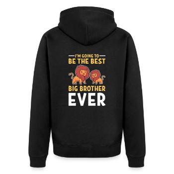 Ich werde der beste große Bruder aller Zeiten - Unisex Premium Bio Zip Hoodie - Schwarz - Hinten - Nico (187cm)