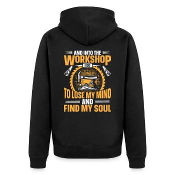 And Into The Workshop Carpenter Craft Woodworking - Unisex Premium Organic Zip Hoodie - black - Back - Nico (187cm)